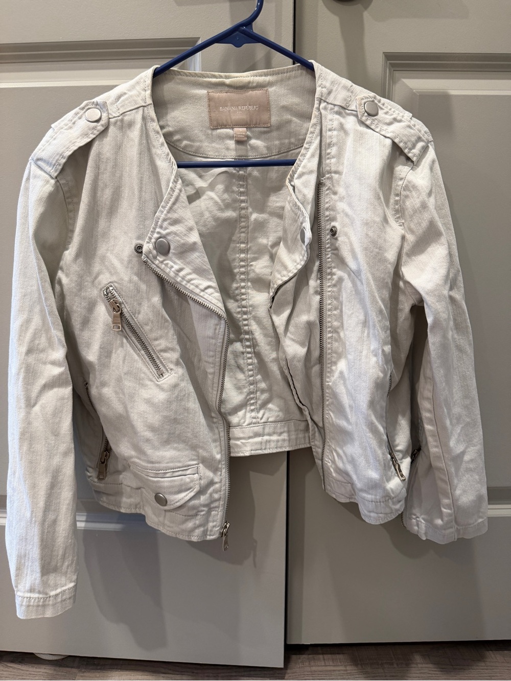 Banana Republic Off-White Jean Moto Jacket